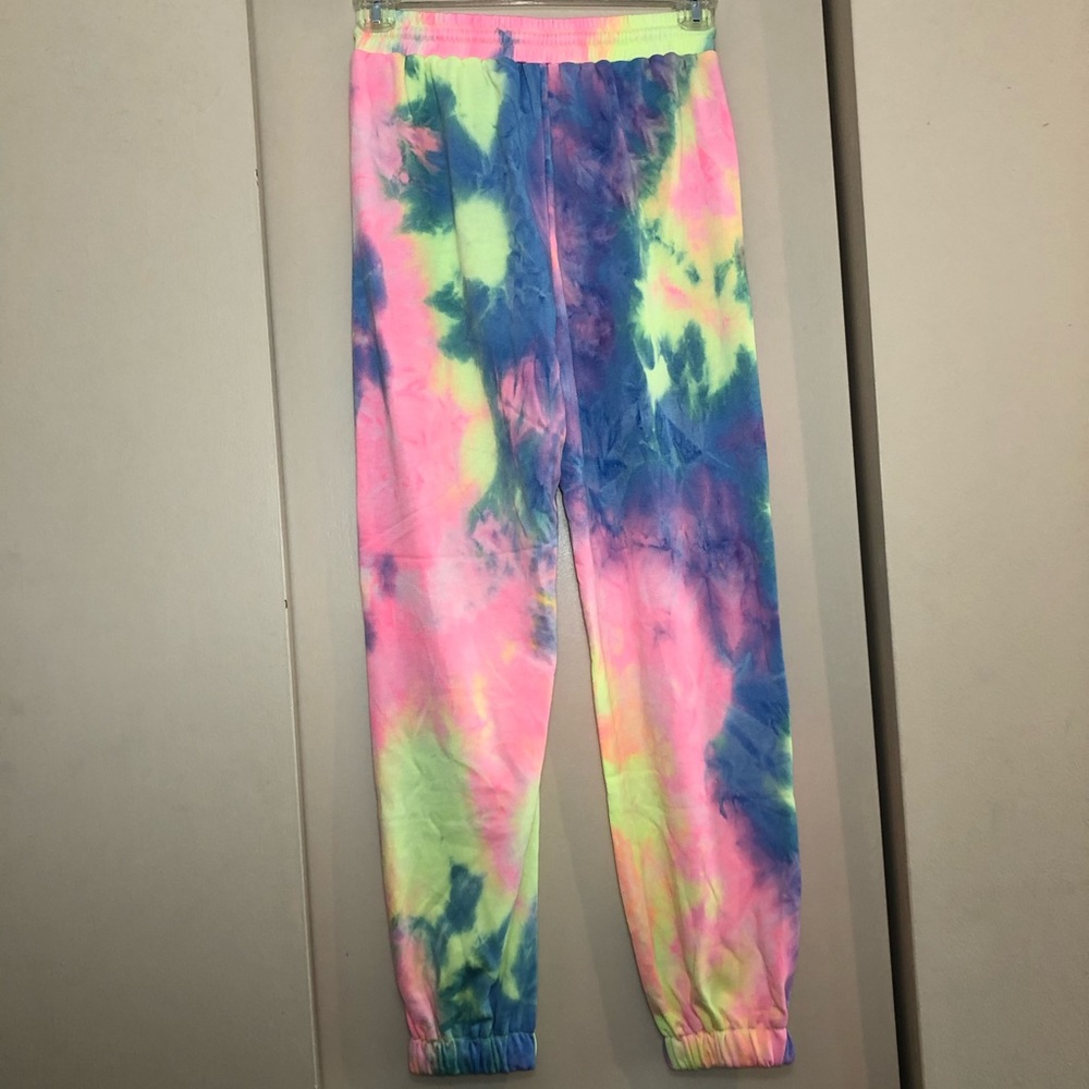 Neon pink yellow blue Tie dye joggers sweatpants - Picture 14 of 16